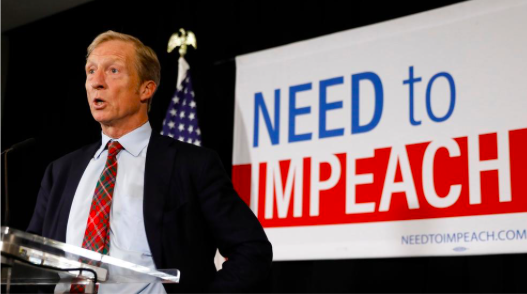 Steyer discussing the impeachment of current president, Donald Trump.