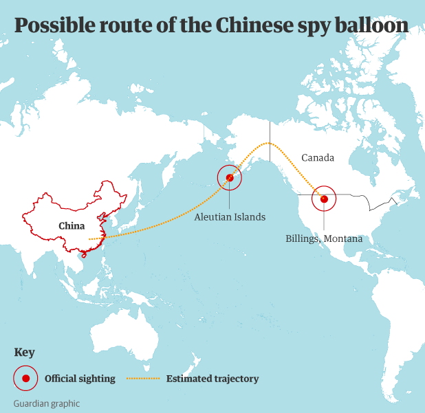 Pentagon tracing suspected Chinese spy balloon in U.S. sky’s