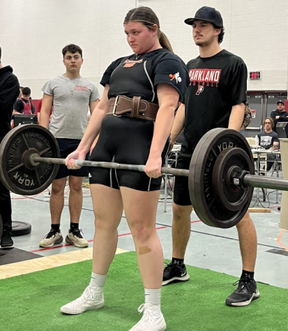 Senior Jenna Stifler participates in the dead lift at the 2023 Rams Power Day competition Saturday, March 18. Central female and male teams both took first place.